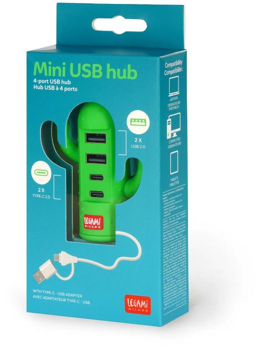 USB и Type-C Hub с 4 порта Legami - Кактус - Legami - Legami - Жена - Legami - Star Tech - 8052694017392-3
