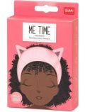 Розовата кутия с надпис Legami Me Time показва човек с къдрава коса, който носи Лента за коса Legami - Kitty, светлорозова котешка аксесоарна коса от Legami Milano, с надпис "one size, taille unique".