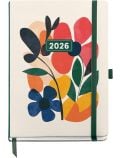The Тефтер-органайзер Miquelrius Natura Mini Garden 2026 е A5 планер с цветна флорална корица и тъмнозеластик, ден на страница.