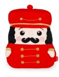 Възглавница Legami - Nutcracker е плюшена възглавница с формата на войник играчка, с червена униформа, златни акценти, черна къдрава коса и мустаци, розови бузи и червена шапка с помпон.