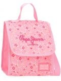 Чантата за обяд Pepe Jeans Alenka Pink е с флорален десен, дръжка за носене, лого на марката и малка нашивка Union Jack - одеалната вертикална чанта за обяд от книжарница Orange.