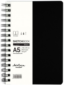 Скицник Drasca Black със спирала, A5, 80 л., портрет - Drasca - Drasca - Момиче, Момче - 2210000000155