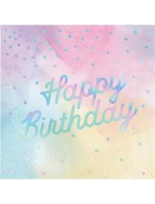 Салфетки Creative Party - Iridescent Happy Birthday, 16 бр.