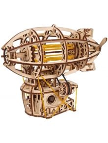 The 3D дървен пъзел Ugears - Стиймпънк Дирижабъл (170 части) е механичен модел тип цепелин с видими зъбни колела, ластици, лазерно изрязани елементи и детайлна основа с отделение.