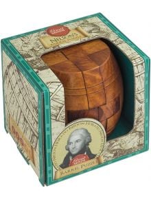 Дървен 3D пъзел Professor Puzzle Great Minds - Бурето на адмирал Нелсън е в декорирана кутия с винтидж илюстрации и портрет на адмирал Нелсън, отбелязваща логически пъзели и Велики мислители.
