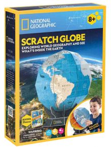 The 3D пъзел Cubic Fun National Geographic - Глобус с изтриване (32 части) е образователен комплект за деца 8+, включващ интерактивен син глобус за изтриване и откриване на географията на Земята.