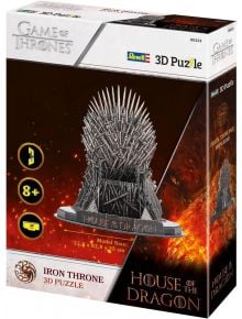 Кутия за 3D пъзел Revell - Домът на дракона: съдържа 39 части, подходящ за възраст 8+, размерите на готовия модел са посочени върху опаковката.