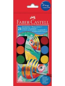 Акварелни бои Faber-Castell, 21 цвята + четка - Faber-Castell - Faber-Castell - Момиче, Момче - Faber-Castell - Aquarell - 4005401250210