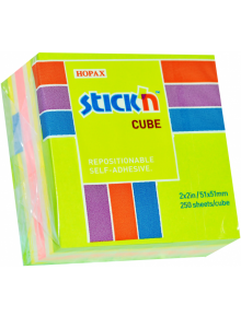 Самозалепващи неонови листчета Stick'n, 51 х 51 мм, 250 бр. - Stickn - Stick'n - Stick'n - Notes - 4712759212035