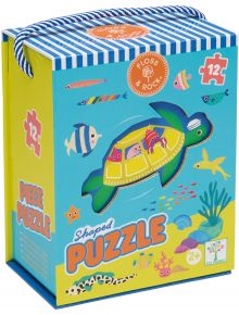 Пъзел Floss & Rock, Ocean - Океан, 12 части е цветен пъзел в магнитна кутия с илюстрирана морска костенурка, морски животни и дръжка на райета. Подходящ е за деца над 2 години.