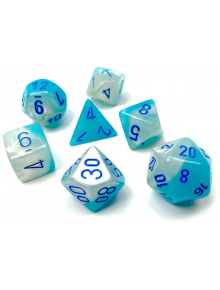 Комплект зарчета за настолни игри Chessex: Pearl Turquoise-White/Blue, 7 бр. - Chessex - Chessex - 601982034498
