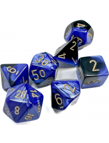 Комплект зарчета за настолни игри Chessex: Black-Blue/Gold Polyhedral, 7 бр. - Chessex - Chessex - 709619015022