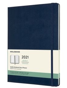 Голям син седмичен тефтер - органайзер Moleskine Diary Sapphire Blue за 2021 г. с твърди корици - Moleskine - Moleskine - Moleskine - Agenda 21 - 8053853606495