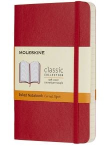 Джобен червен тефтер Moleskine Classic Scarlet Red с меки корици и линирани страници - Moleskine - Moleskine - Жена - Moleskine - Classic - 8055002854597