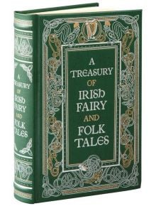 Съкровищница на ирландски приказки" е зелена книга с твърди корици и богато украсени златни и бели мотиви, вдъхновени от келтските мотиви - зашеметяващо колекционерско издание, идеално за любителите на ирландски приказки.