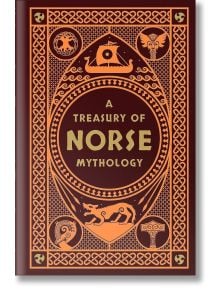Корицата на "Съкровищница на скандинавската митология" е със златни рисунки на скандинавска тематика - викингски саги, кораб, животни и възли - на тъмен фон в цвят бордо. Идеална за почитатели и колекционери на изданията по митология.
