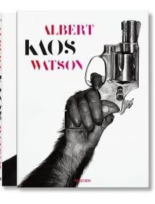 Корицата на книгата изобразява космата ръка, която стиска изправен револвер на бял фон. "ALBERT KAOS WATSON" е изписано с удебелен черно-розов текст. Забележителна модна фотография, публикувана като "Albert Waston: Каос" от TASCHEN, отбелязано по-долу.