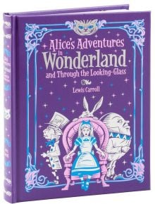 Лилаво издание с твърди корици на "Приключенията на Алиса в Страната на чудесата" и "През огледалото" със синьо-бяла корица, на която са изобразени Алиса, лудият шапкар и Гърбавият Дъмпти.