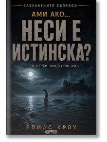 Корица на книга, на която е изобразено тъмно езеро през нощта с призрачно същество във водата, замък на брега и надпис на български език: „Ами ако… Неси е истинска?“ от Елиас Кроу.