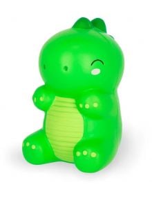 Антистрес фигурка Legami - Dino: сладко зелено динозавърче със светлозелен корем, малки ръчички и заоблени форми с усмивка и затворени очи-идеално играчка против стрес за релаксиращи моменти.