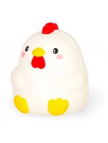 Фигурката Legami Hen Antistress е симпатично бяло пиле в анимационен стил с червен гребен, жълти човка и крака, розови бузи и черни очи - идеално за облекчаване на стреса.