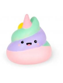 Антистрес фигурка Legami - Poo има пастелен вихрен дизайн в ментово зелено, лавандулово, жълто и розово с розов рог и сладко усмихнато личице - идеален за антистрес играчка!.