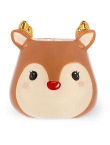 Керамичният свещник Legami Reindeer с очарователен дизайн на елен и златни рога стилно държи вашия Ароматна свещ Legami - Reindeer за празнично докосване.