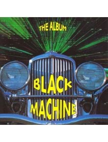 Обложка на албума Black Machine - The Album (VINYL), на която е изобразен ретро автомобил с големи фарове, хромирана решетка, жълт текст "BLACK MACHINE" и зелени лазерни светлини, напомнящи за енергията на How Gee и европейската електронна музика.