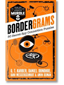Корицата на книгата Bordergrams е с оранжев фон с икони на шпионска тематика - око, компас и отпечатък от пръст - и изброява авторите Г. Т. Карбер, Даниел Донохю, Дани Месершмидт и Амин Осман.