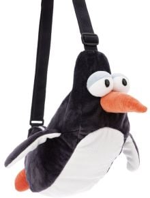 Чанта Ничи за през рамо - Пингвинът Хорхе е плюшена чанта с дълъг оранжев клюн, големи бели очи, черни крила и регулируема черна дръжка.
