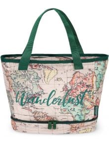 Стилната чанта за храна Legami - Travel, 10,8 лв. С зелени дръжки и дизайн с карта на света разполагат с изолиран джоб с цип, който държи обяда или закуските ви свежи при всяко пътуване.