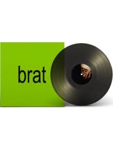 Charli XCX - Brat (VINYL) е частично покрит с неоновозелена обложка, на която "Brat" е изписано с черни букви, а на етикета на винила е изобразено око в близък план през тъмна коса - идеално за феновете, които търсят ограничено издание.