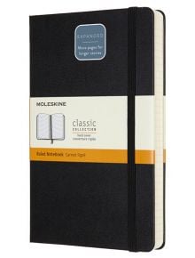 Черен тефтер Moleskine Classic Notebook Ruled Expanded Version Black с твърди корици и листа на широки редове - Moleskine - Moleskine - Moleskine - Classic - 8058647628004