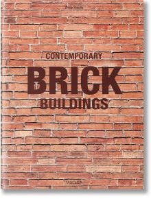 На корицата на Contemporary Brick Buildings заглавието е изписано със ситни тъмни букви върху червена тухлена стена, символизираща модерната архитектура. В горната част на корицата като автор е посочен Филип Джодидио, а в долната - издателството Taschen.