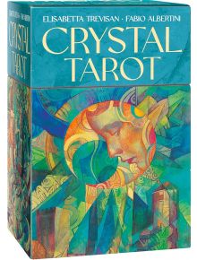 Кристално таро (78 карти и инструкции) от Елизабета Тревизан и Фабио Албертини се отличава с цветно, абстрактно изкуство с геометрични форми и спокоен витражен стил на лицевата страна.