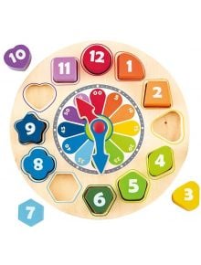 Дървен пъзел - часовник и сортер Hape - Hape - Hape - Момиче, Момче - 6943478012448
