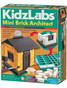 Детска лаборатория 4М - Построй мини къщичка-касичка комплект с бели тухлички, калъп, инструкции и модел къща-касичка; забавна образователна играчка за деца над 5 години.