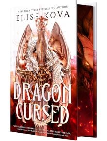 Корицата на "Dragon Cursed" представя детайлно изработен сребърен дракон, навит около пламтящ меч, на фона на въртящ се червен и бял дим.