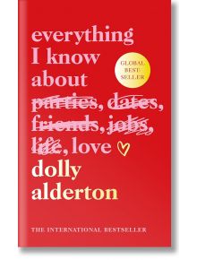 На червената корица на "Всичко, което знам за любовта" са изписани думите "всичко, което знам за партитата, срещите, приятелите, работата, живота", като първите пет са зачеркнати. Доли Олдъртън е посочена отдолу, а освен това златен стикер с надпис GLOBAL