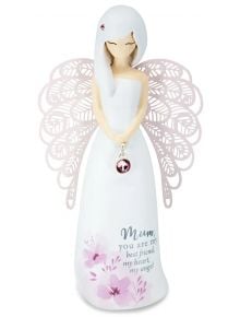 Фигура You are an angel - Майка: женски ангел с бледа кожа, дълга бяла коса, розови крила и рокля с цветя и надпис "Мамо, ти си моят най-добър приятел, моето сърце, моят ангел" - идеален подарък за майка.