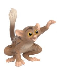 Фигурка Schleich: Училище за вълшебни животни с големи жълти очи, големи уши, усмивка, протегната ръка и висока раирана опашка.