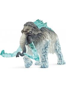Фигурка Schleich: Леден мамут - игрушка с дълги прозрачни бивнями, ледяными шипами на спине, серо-белой шерстью и ногами с голубым оттенком.