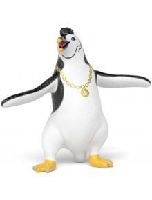 Фигурката Schleich: Пингвинът Юри със златен медальон изобразява игрив пингвин с жълти крака, разперени крила, отворена човка с оранжев език и златен медальон, вдъхновен от "Училището за вълшебни животни".