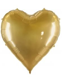 The Фолиев балон PartyDeco - Златисто Сърце, 136 x 129 см, блести срещу бял фон и е идеален за балони за специални поводи.