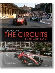 Корица на книгата за Формула 1, пистите: В нея са представени ретро и модерни автомобили от Формула 1 на легендарни писти с трибуни и исторически забележителности, които прославят историята на Формула 1.