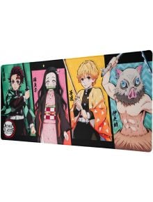 Геймърска подложка за бюро Grupo Erik Demon Slayer - идеалният аниме аксесоар с Танжиро, Незуко, Зеницу и Иносуке на цветен фон, перфектна за всеки фен на Demon Slayer и геймърски бюра.