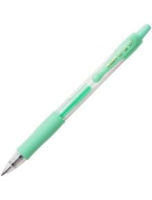 Светлозелена гел химикалка Pilot Pastel G2 - 07 с прозрачно тяло, видима мастилена тръбичка, ергономичен гумен грип, щипка и клик бутон.