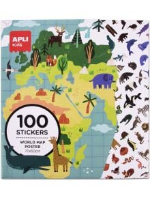 APLI ГИГАНТСКИ ПОСТЕР + 100 СТИКЕРА WORLDMAP, 5 - Apli - Apli Paper - Момиче, Момче - Apli - Kids - 8410782194347