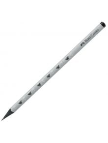 A Графитен молив Faber Castell Halloween, HB, сив на цвят, с черен гумичка и малки черепи отпечатани по дължината му.