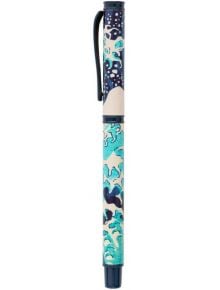 Химикалка Grupo Erik Hokusai Голямата вълна край Канагава с абстрактна синьо-тюркоазена вълна, черен клипс и тъмносини краища-елегантен избор и идеален подарък за любители на изкуството.